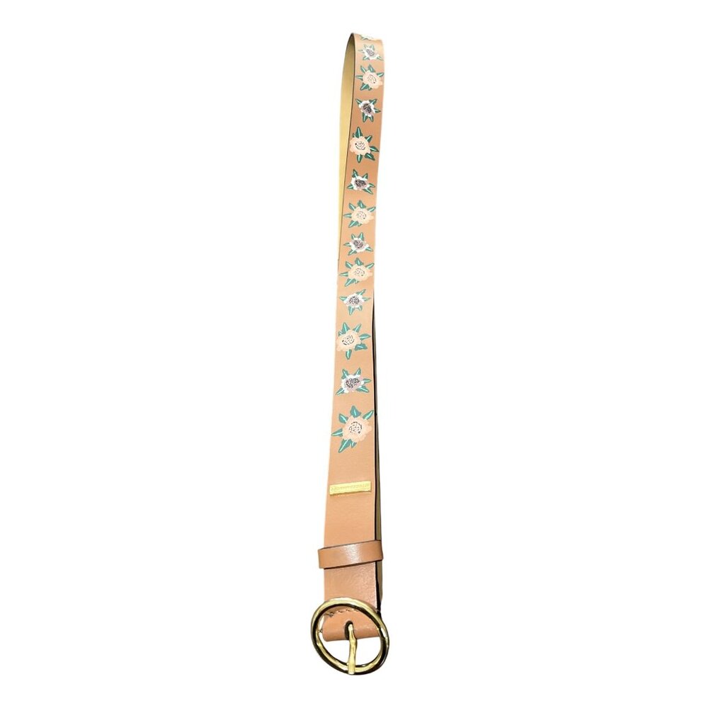 Rebecca Minkoff Genuine Leather Floral Embossed Belt With Gold Buckle Womens XL - Picture 4 of 6